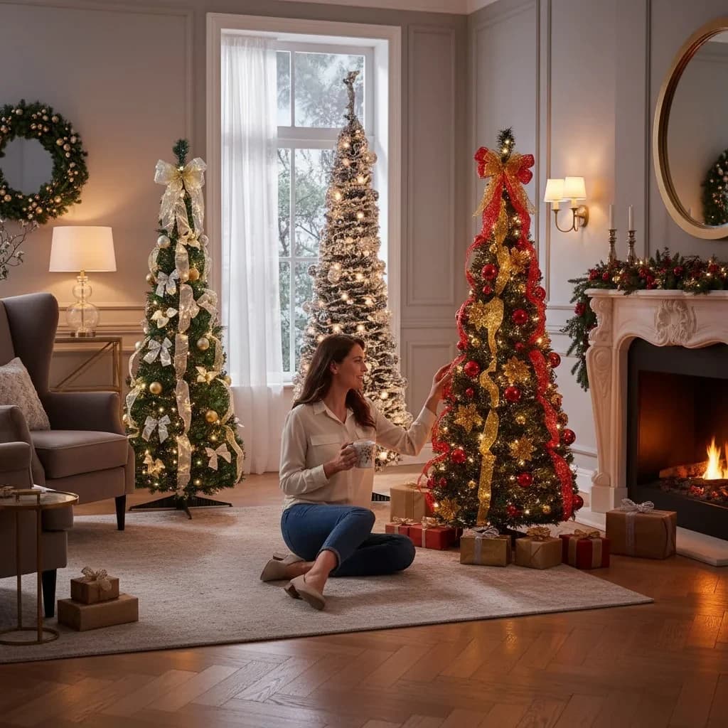 All three versions together in the same living room: White & Gold, Snowy and Red & Gold